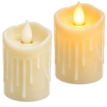 LED Candle with Moving Flame and Wax Effect, 7 cm
