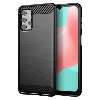 Samsung Galaxy A32 4G (SM-A325F/DS) Carbon Fiber Pattern Brushed TPU Case Cover, Black