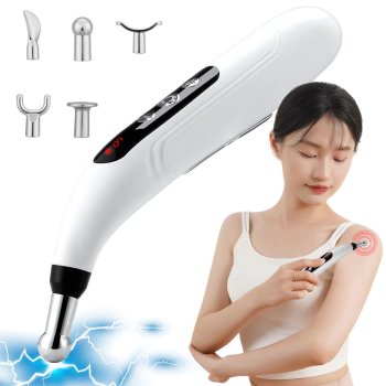 Acupuncture Pen Massager and Electrostimulator with 5 Heads, LCD Display