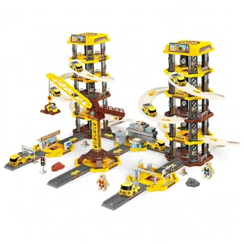 XXL Construction Site Car Parking Garage Toy Set with Crane (177 Pcs)