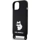 Чехол Karl Lagerfeld для iPhone 15 Crossbody Silicone Choupette, черный