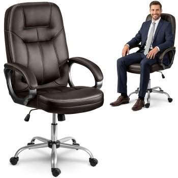 Sofotel Ergonomic Office Chair with Quilted High-Back, dark brown