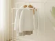 Metal Freestanding Clothes Rack with Shoe Shelves, White