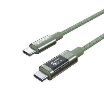 Choetech XCC-1068 PD 60W USB-C to USB-C Cable with Display 1.2 m - Green