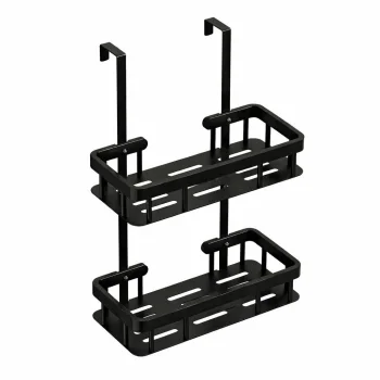 Hanging Bathroom Shelf Wall Mounted 2-Tier Organizer, Black