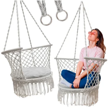 Stork's Nest Garden Swing with Backrest and Cushion, Grey, 80 cm, 150 kg