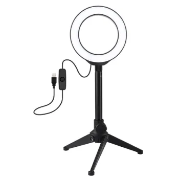 LED Ring Light 12cm with Desktop Tripod Mount up to 21.8cm, USB