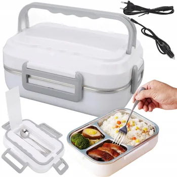 Electric Heated Lunchbox, 12V/220V, 900 ml, White