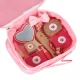 Wooden Makeup Cosmetic Toy Set in Bag for Kids, 11 Pieces, Pink