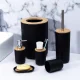 Set of 6 Bathroom Accessories (Brush, Liquid Soap Dispenser, etc.), Black