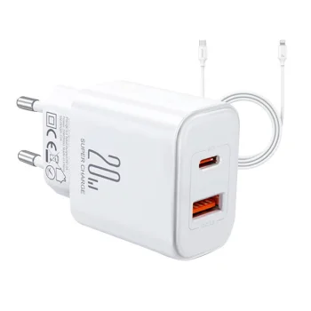 Joyroom JR-TCF05 Flash 20W Mains Charger with USB-C to Lightning Cable (White)