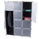Modular Wardrobe with 6 Sections and Hanging Rod, Black