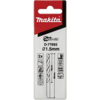 Makita HSS-GS Metal Drill Bits D-77693 1.5x40 mm, 2 pcs