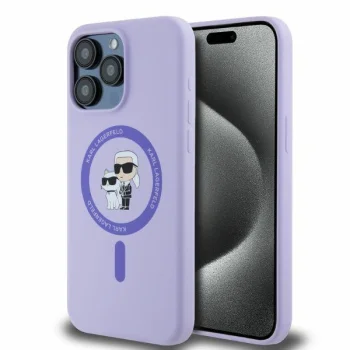 Karl Lagerfeld iPhone 15 Pro Max Case Karl & Choupette Heads Ring MagSafe, Purple