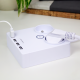 Huslog Flat Power Strip with USB EMX-190124, 2 Outlets 4 USB Ports, 5ft Cord, white