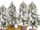 Small Artificial Christmas Tree with Snow on Wooden Base, 26 cm, Green