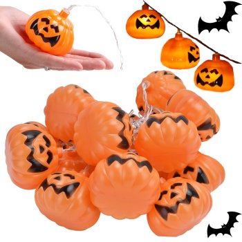 Lights 10 Led Hanging Pumpkins Halloween 200Cm Glowing Decoration Pumpkin