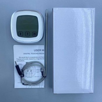 Digital Meat Thermometer with Probe Touchscreen LCD, Silver