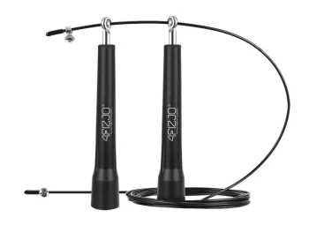 4Fizjo STANDARD+ Skipping Rope with Metal Bearings and Steel Cable, 300 cm, Black
