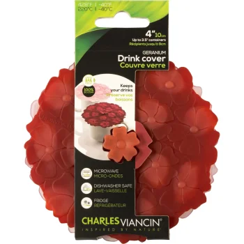 Charles Viancin Geranium Silicone Drink Covers 11.5 cm, 2-Pack, Bordeaux/Pink