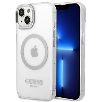 Apple iPhone 14 6.1'' Guess Metal Outline Magsafe Case Cover (GUHMP14SHTRMS), Silver
