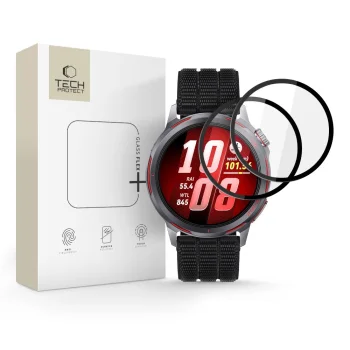 Tech-Protect Glass Flex+ Hybrid Glass for Huawei Watch GT Runner 2, 2-Pack, Black