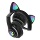 Telcon Kids Wireless Headphones with LED Cat Ears, Black