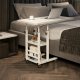 Adjustable Mobile Laptop Desk with Shelves 80x40 cm, White