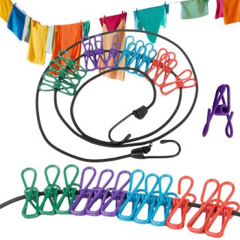 Elastic Laundry Line 12 Clips Tourist