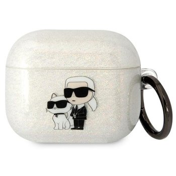 Karl Lagerfeld AirPods 3 Case Choupette Head Transparent with Glitter