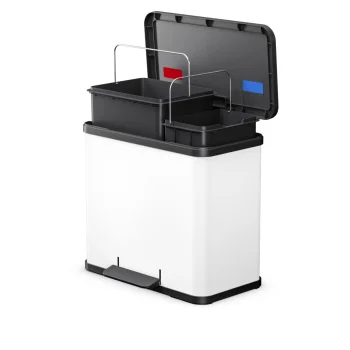 Hailo Öko duo Plus L Recycling Pedal Bin 26L, Matte White