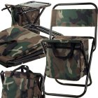 Folding fishing and camping chair with backrest and bag, camouflage