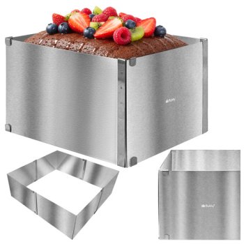 Adjustable Rectangular Cake Ring Baking Mold Ruhhy 15cm, Silver