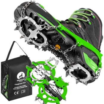 MOUNTAIN GOAT Premium Hiking Crampons Ice Cleats (44-46) XL, Green