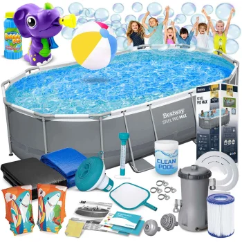Bestway 56448 Power Steel Frame Pool 488x305x107 cm with Accessories