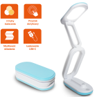 LTC Foldable LED Desk Lamp Rechargeable, 3 Color Modes 3000-6000K, Blue