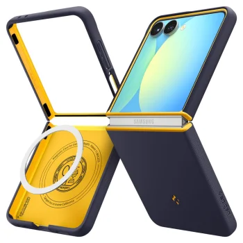 Spigen Nano Pop MagSafe Case for Samsung Galaxy Z Flip 7, Navy Blue/Yellow