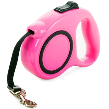 Retractable Dog Leash with Lock 5m Tape for Dogs up to 15kg, Pink