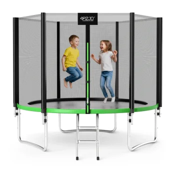 4Fizjo CLASSIC 312 cm (10 FT) Garden Trampoline with Safety Net, Green/Black