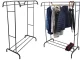 Metal Freestanding Clothes Rack with Shoe Shelf, Black