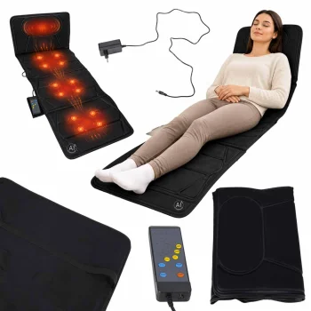 Vibrating Massage Mat with Heating and Remote Control, 16 Massage Nodes, Black