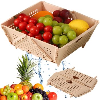 Collapsible Colander Basket for Fruits and Vegetables, Kitchen Organizer