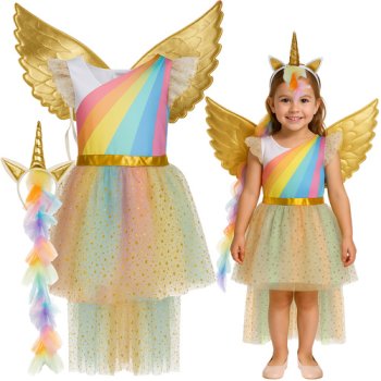 Kruzzel Unicorn Costume for Girls 3-Piece Set, 122-128cm 26675