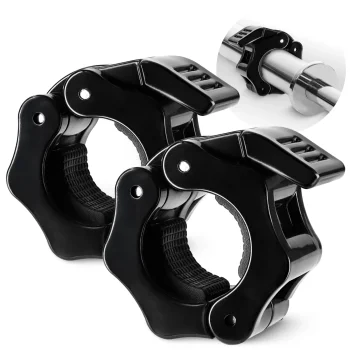 4FIZJO Quick Release Barbell Collars 25mm for Strength Training, Pair, Black