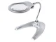Desk Magnifier with 2 LED Lights and Adjustable Arm (2x / 6x), Silver