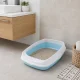 Open Cat Litter Box with Frame and Scoop, 45x34x12 cm, Blue