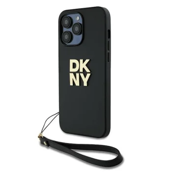 DKNY iPhone 14 Pro Max Case Wrist Strap Stock Logo, Black