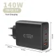 Tech-Protect NC140W-GAN 140W 4-Port Wall Charger - Black