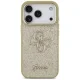 Guess Fixed Glitter Big 4G Metal Frame Case for iPhone 17 Pro, Gold