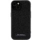 Apple iPhone 15 6.1\" Karl Lagerfeld Rhinestone Logo Metal Plate Case Cover, Black